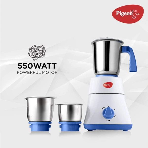 Pigeon By Stovekraft Mixer Grinder , Prime 550 W Mixer Grinder - 550W, WHITE, BLUE, 2 YEAR